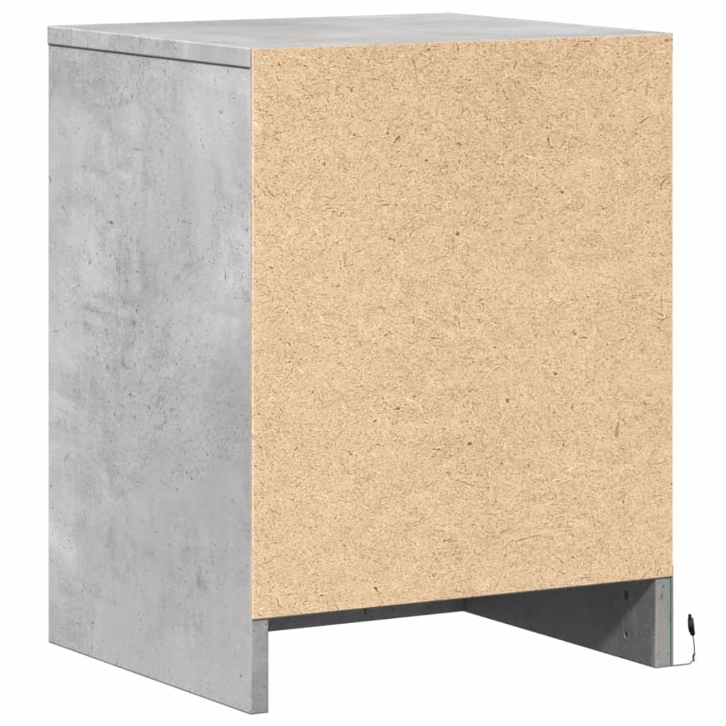 Bedside table with LED lights concrete gray wood material