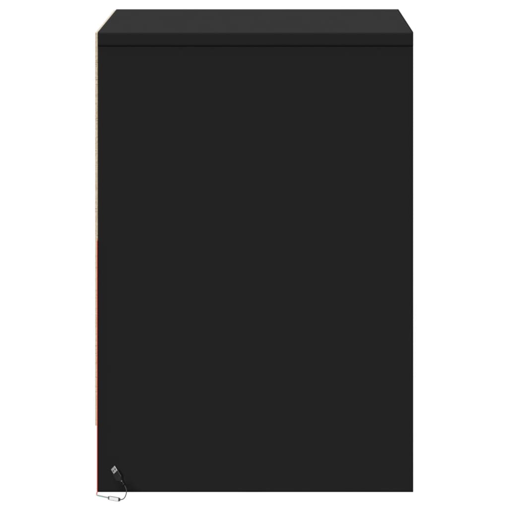 Nachttische mit LED-Leuchten 2 Stk. Schwarz Holzwerkstoff