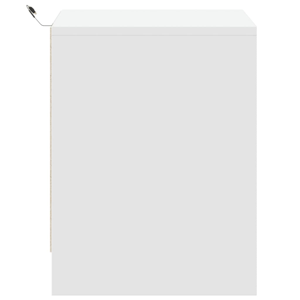 Bedside table with LED lights white wood material