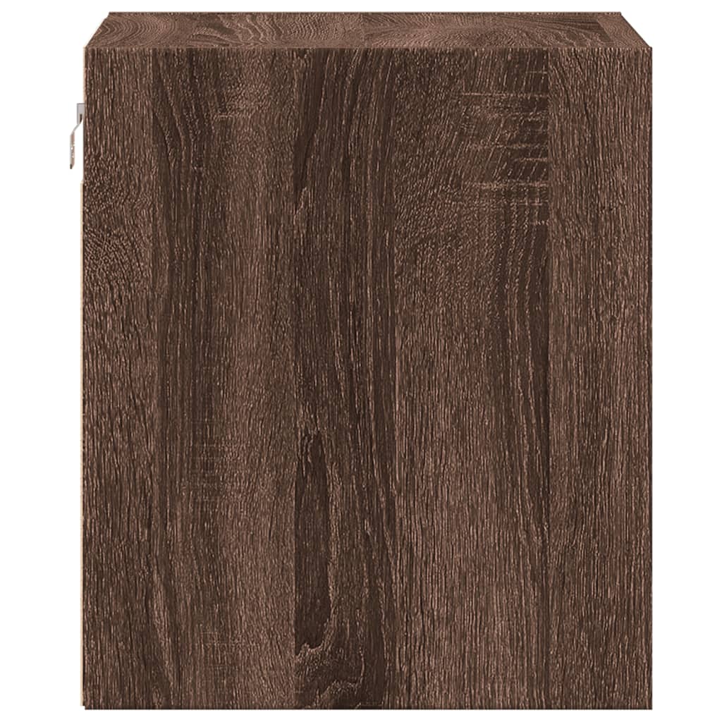 Wall-mounted bedside tables with LED lights 2 pcs. Brown oak look