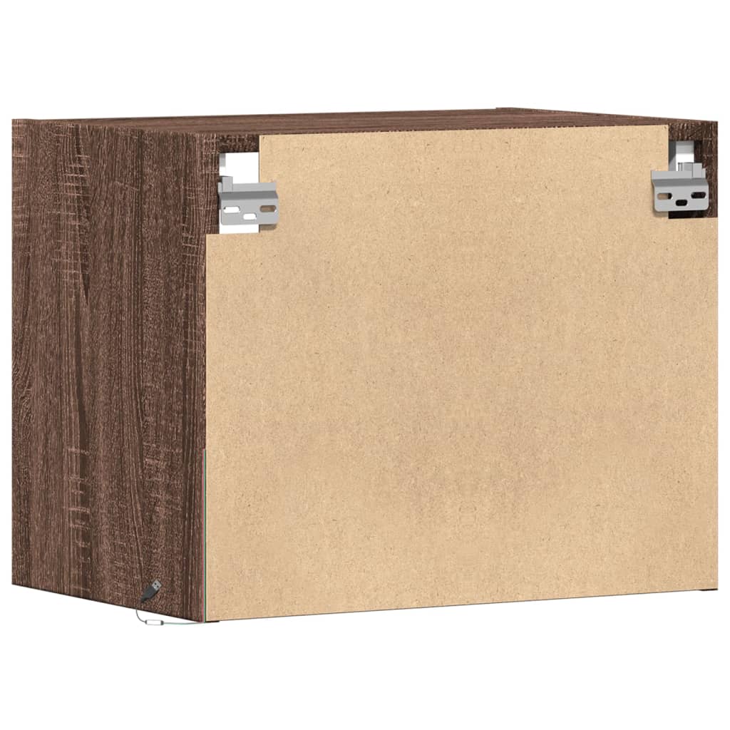 Wall-mounted bedside tables with LED lights 2 pcs. Brown oak look