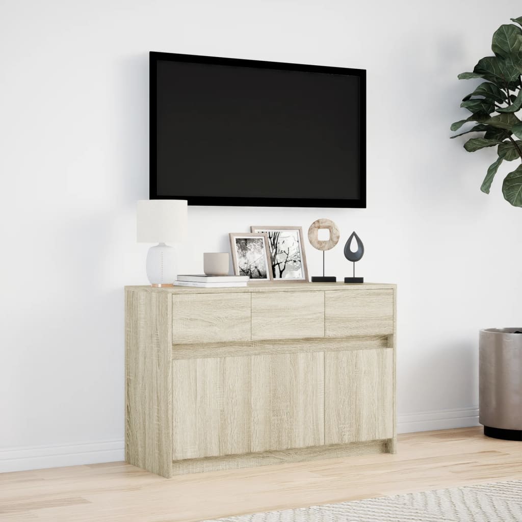 Meuble TV avec éclairage LED Chêne Sonoma 91x34x61 cm