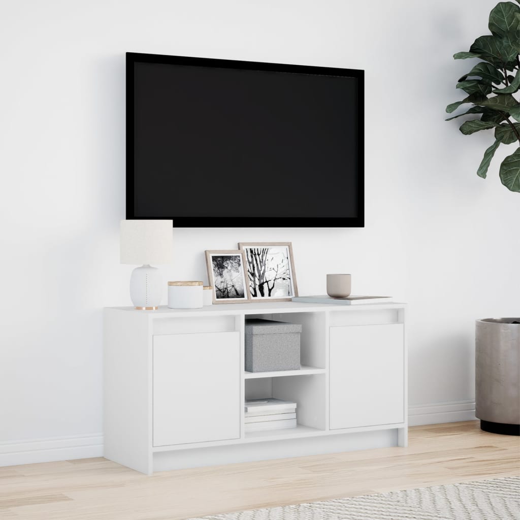 Meuble TV avec éclairage LED blanc 100x34x50 cm en bois