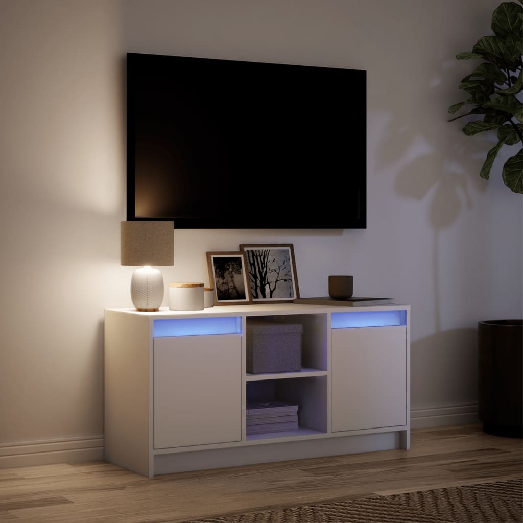 Meuble TV avec éclairage LED blanc 100x34x50 cm en bois