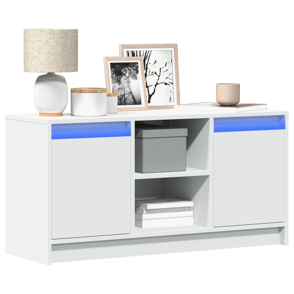 Meuble TV avec éclairage LED blanc 100x34x50 cm en bois
