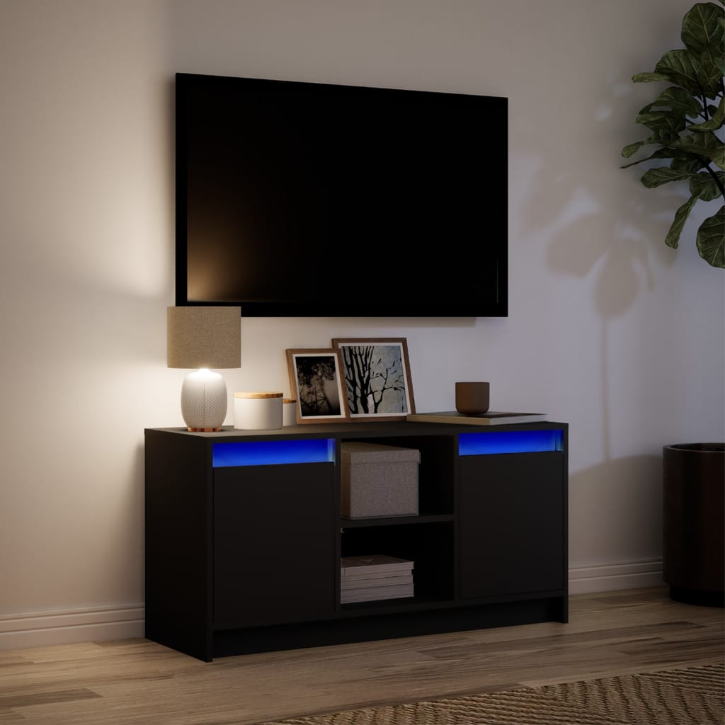 Meuble TV avec éclairage LED noir 100x34x50 cm