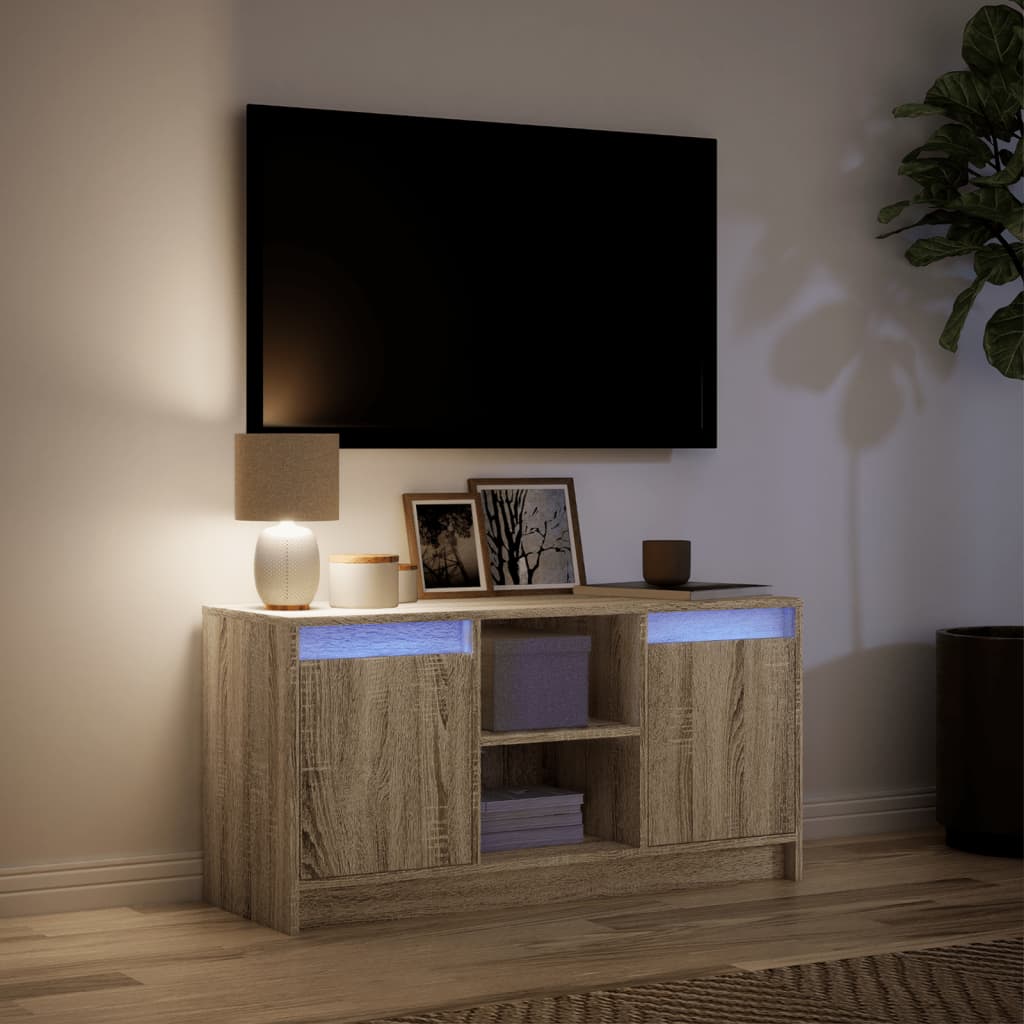 Meuble TV avec éclairage LED Chêne Sonoma 100x34x50 cm