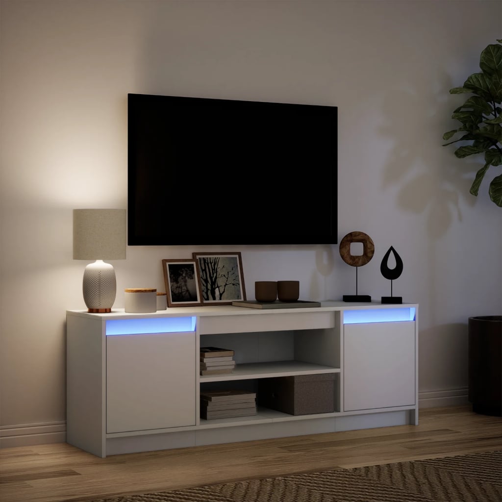 Meuble TV avec éclairage LED blanc 139,5x34x50cm en bois