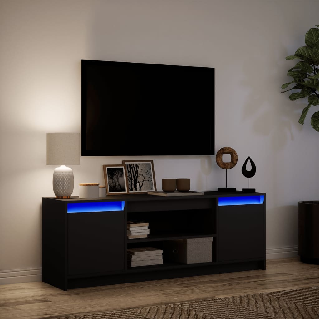 Meuble TV avec éclairage LED noir 139,5x34x50 cm