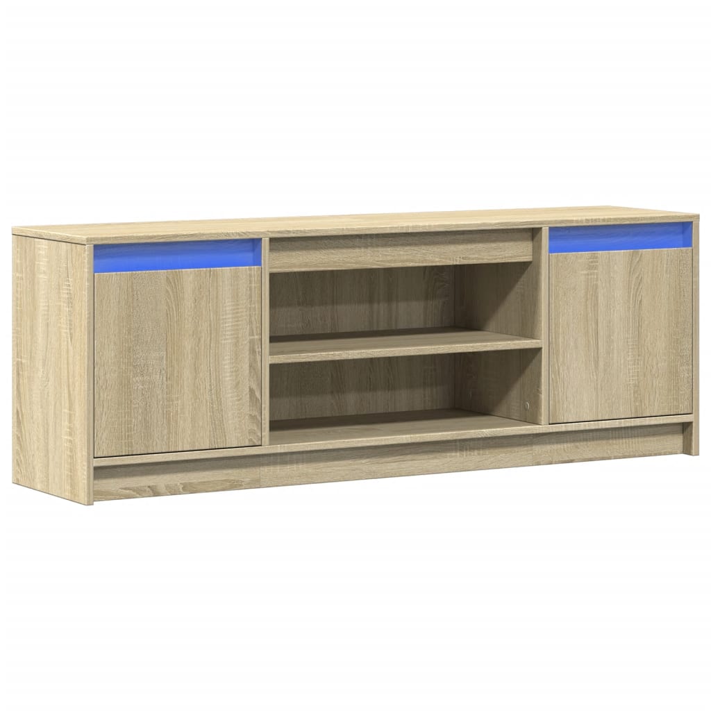 Meuble TV avec éclairage LED Chêne Sonoma 139,5x34x50 cm