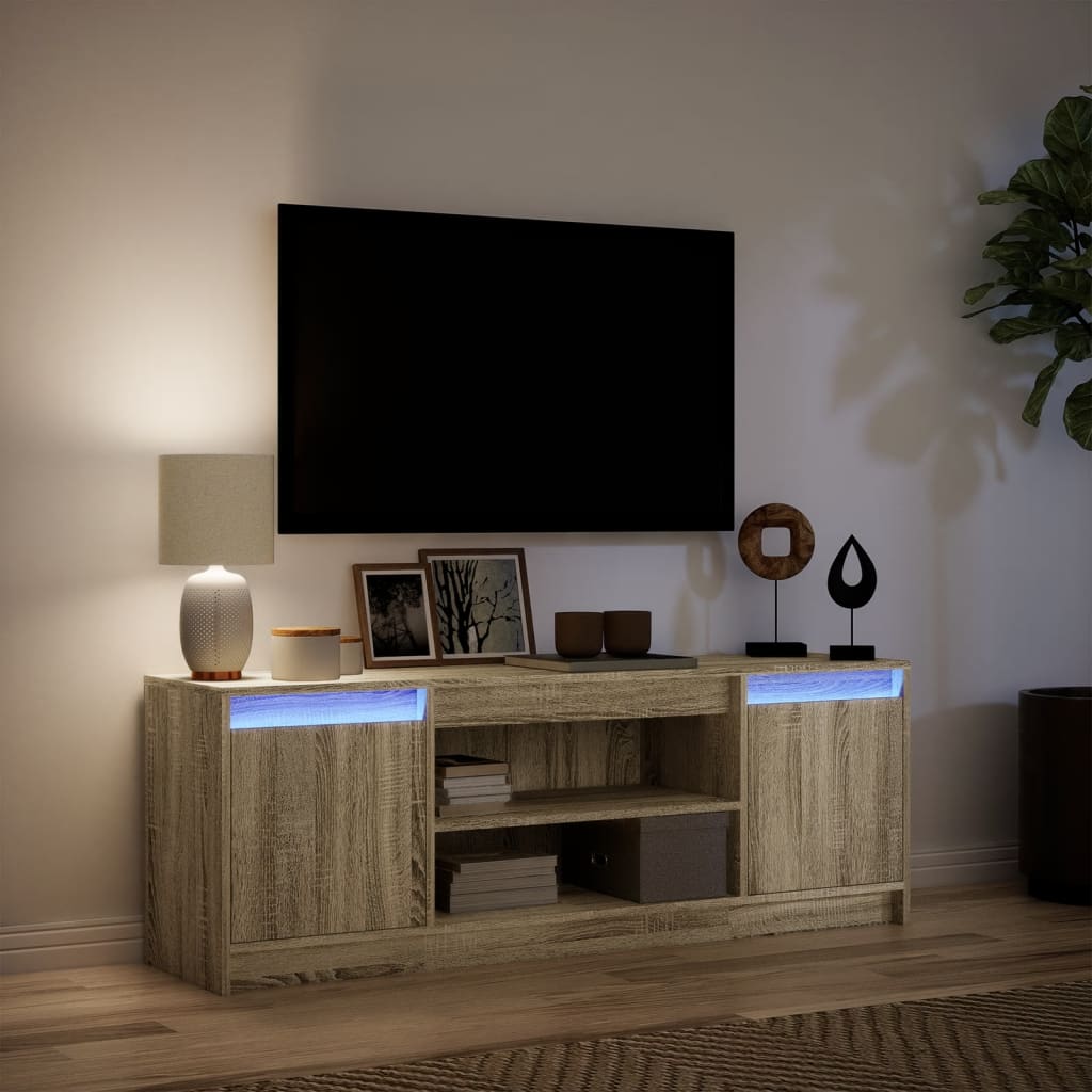 Meuble TV avec éclairage LED Chêne Sonoma 139,5x34x50 cm