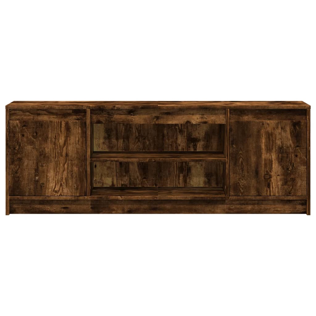 Meuble TV avec éclairage LED chêne fumé 139,5x34x50 cm