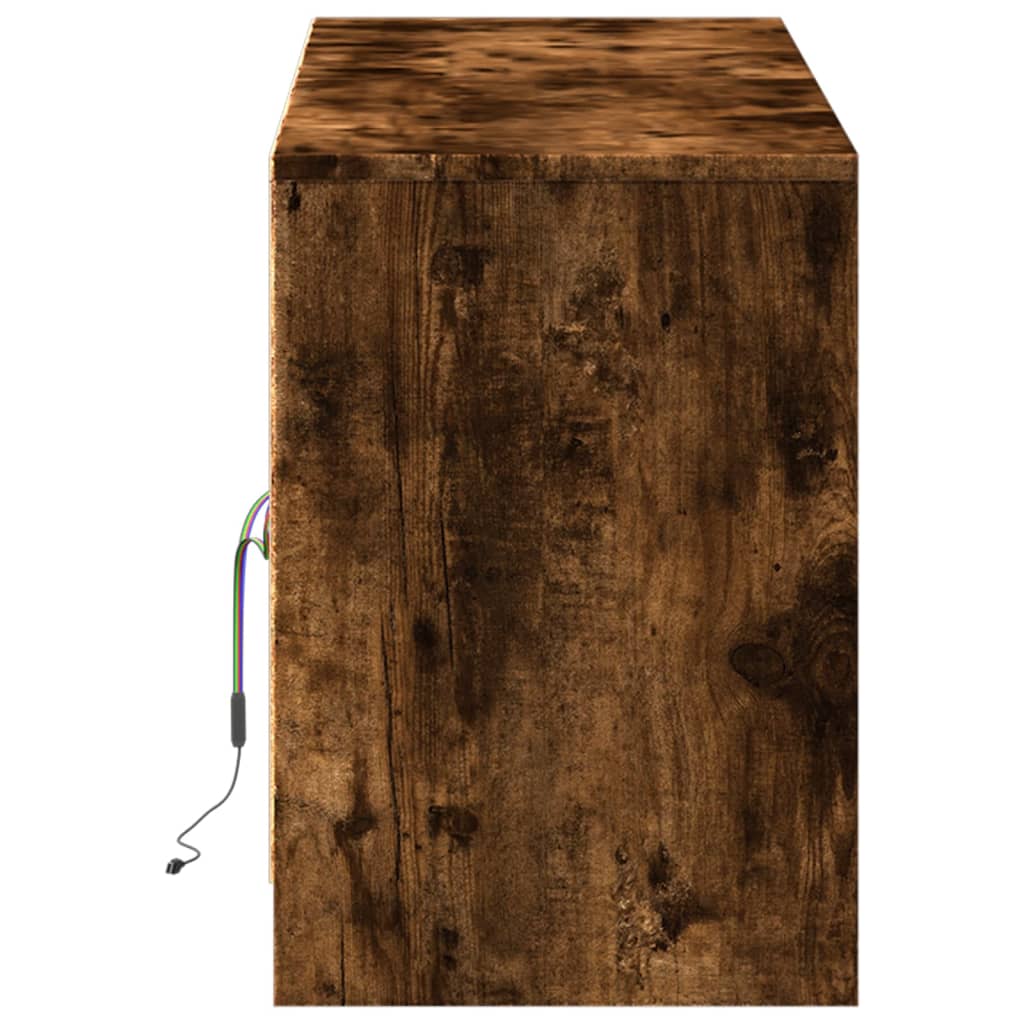 Meuble TV avec éclairage LED chêne fumé 139,5x34x50 cm