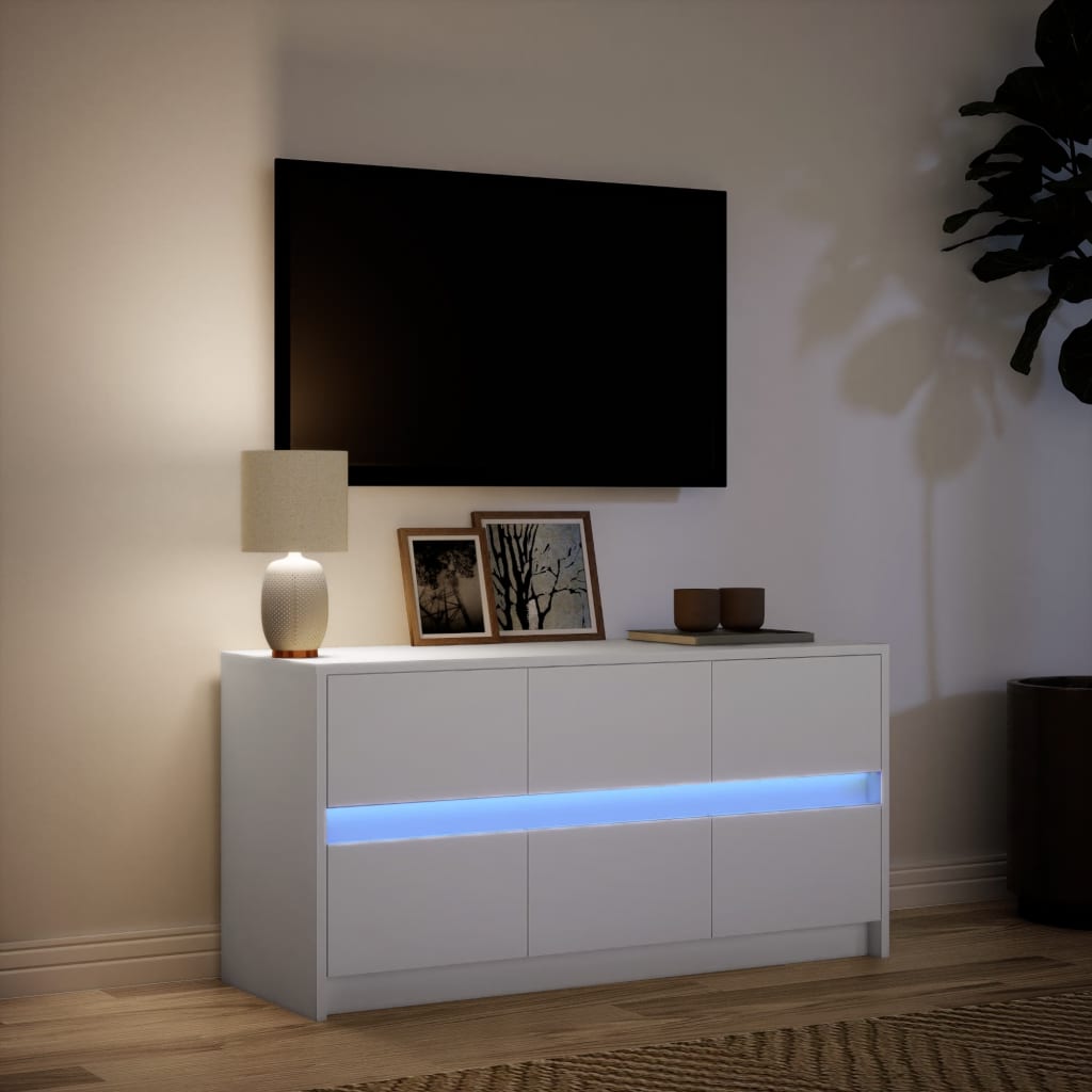 Meuble TV avec éclairage LED blanc 100x34x50 cm en bois