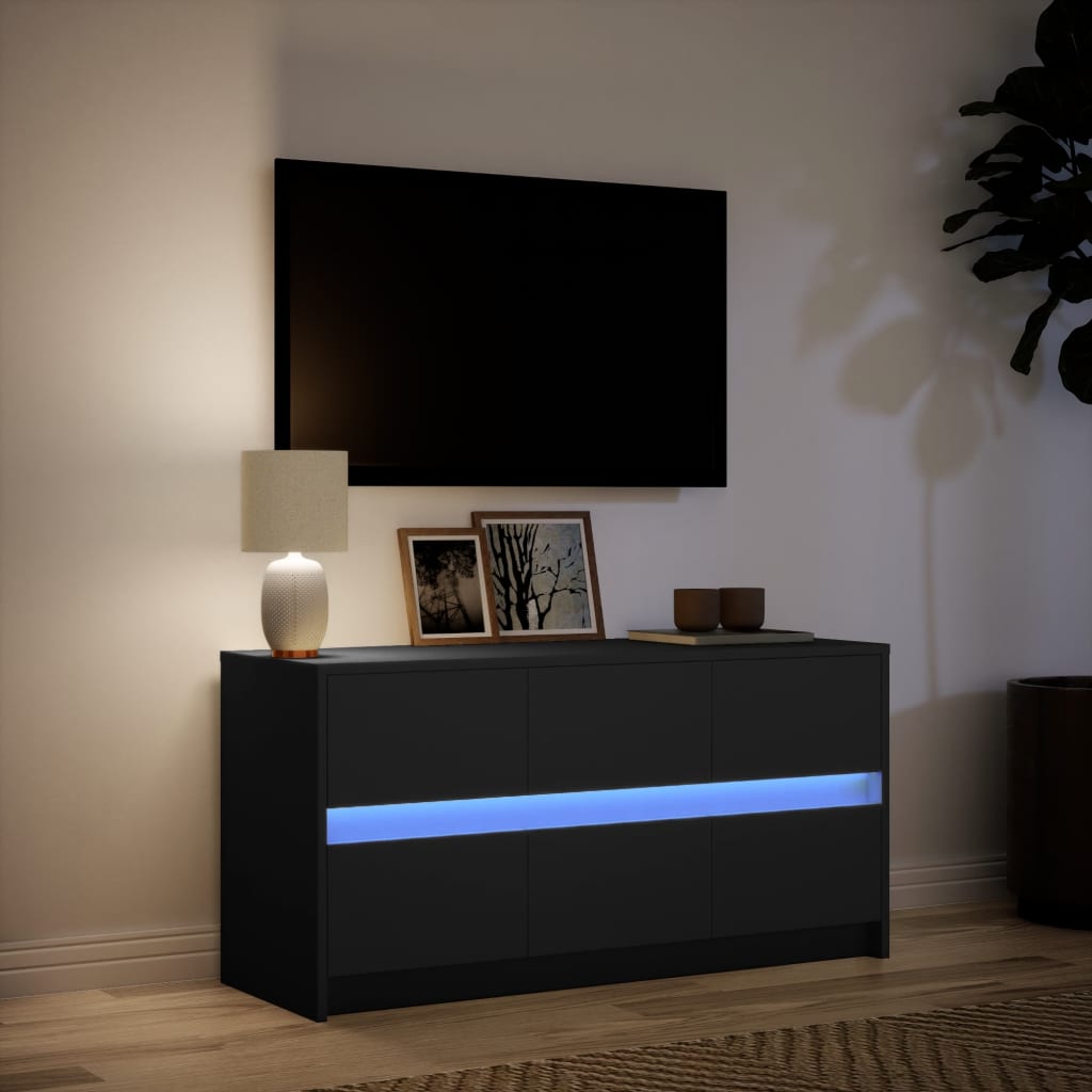 Meuble TV avec éclairage LED noir 100x34x50 cm
