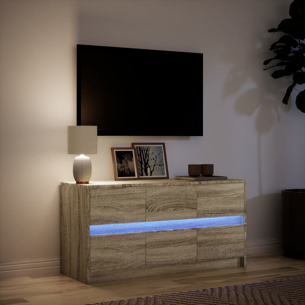 Meuble TV avec éclairage LED Chêne Sonoma 100x34x50 cm