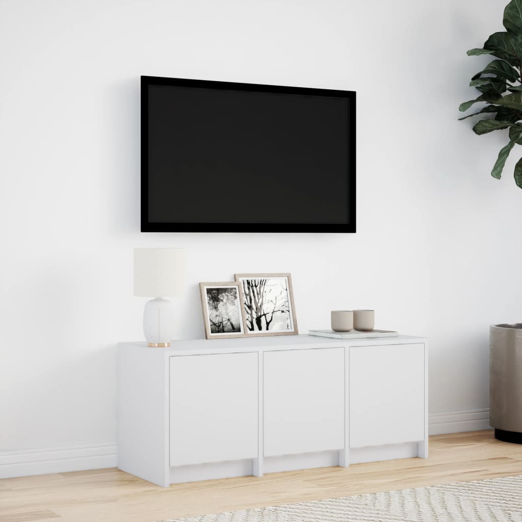 Meuble TV avec éclairage LED blanc 97x34x40 cm en bois