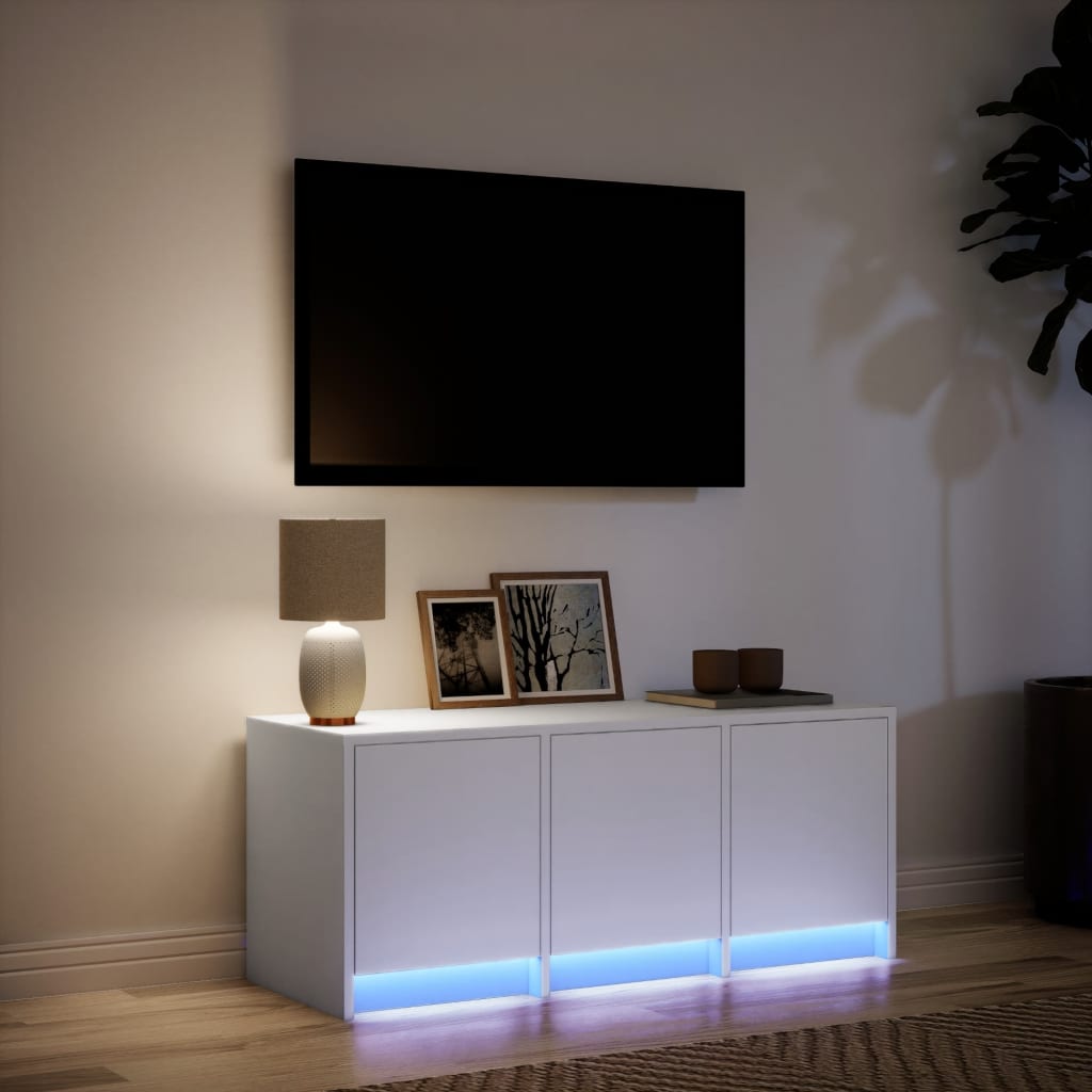 Meuble TV avec éclairage LED blanc 97x34x40 cm en bois