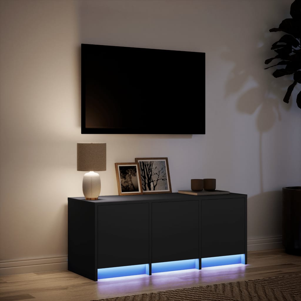 Meuble TV LED noir 97x34x40 cm en bois