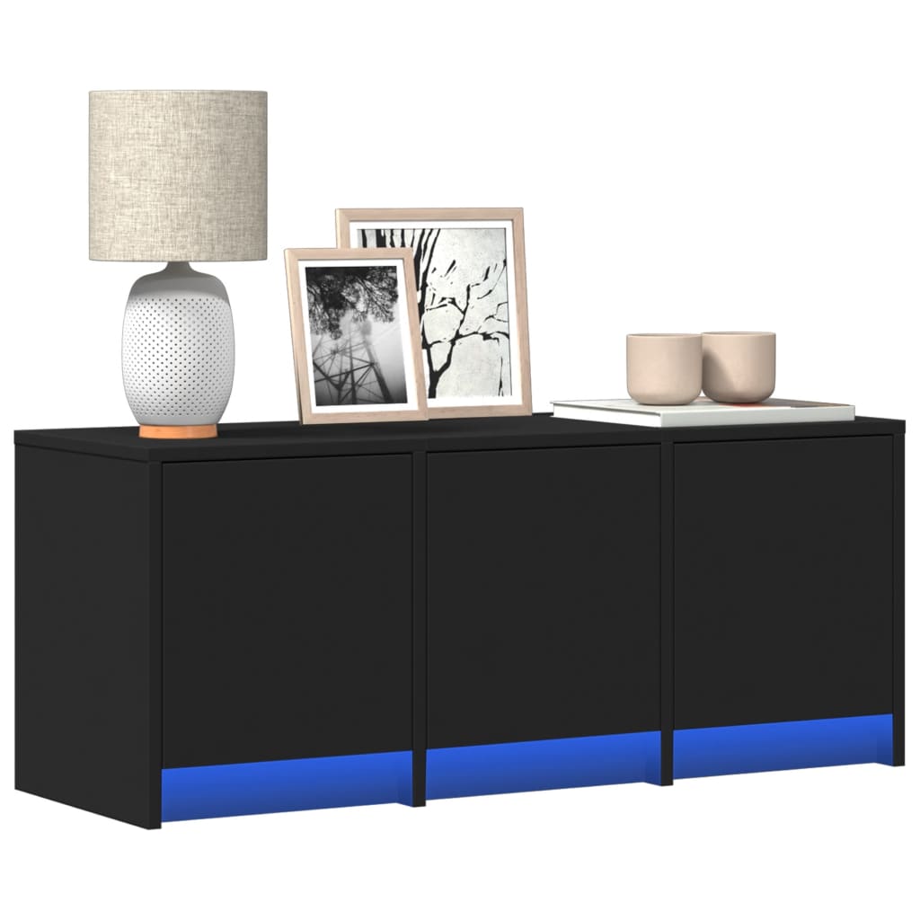 Meuble TV LED noir 97x34x40 cm en bois