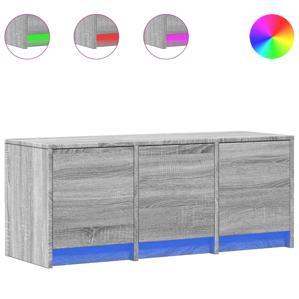 Meuble TV LED gris Sonoma 97x34x40 cm en bois