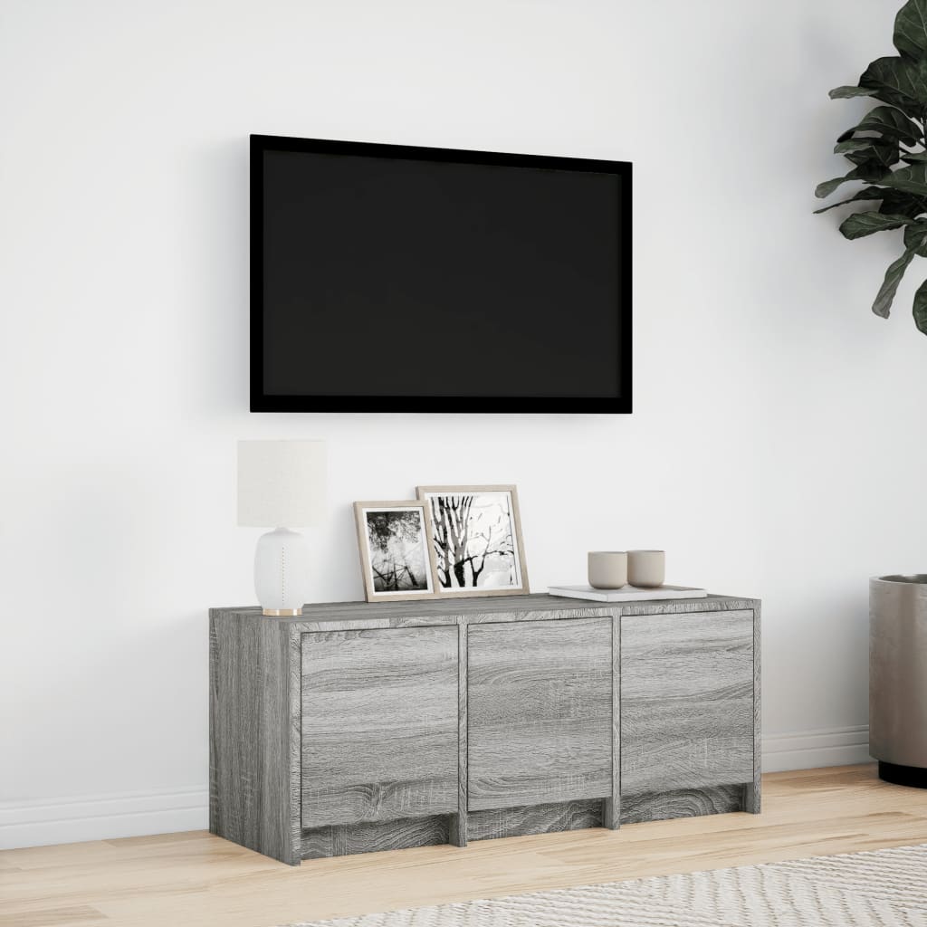 Meuble TV LED gris Sonoma 97x34x40 cm en bois
