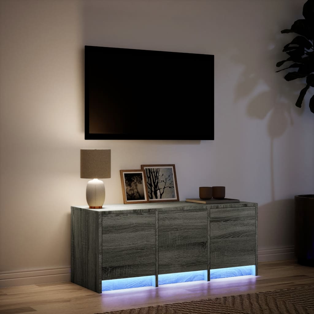 Meuble TV LED gris Sonoma 97x34x40 cm en bois