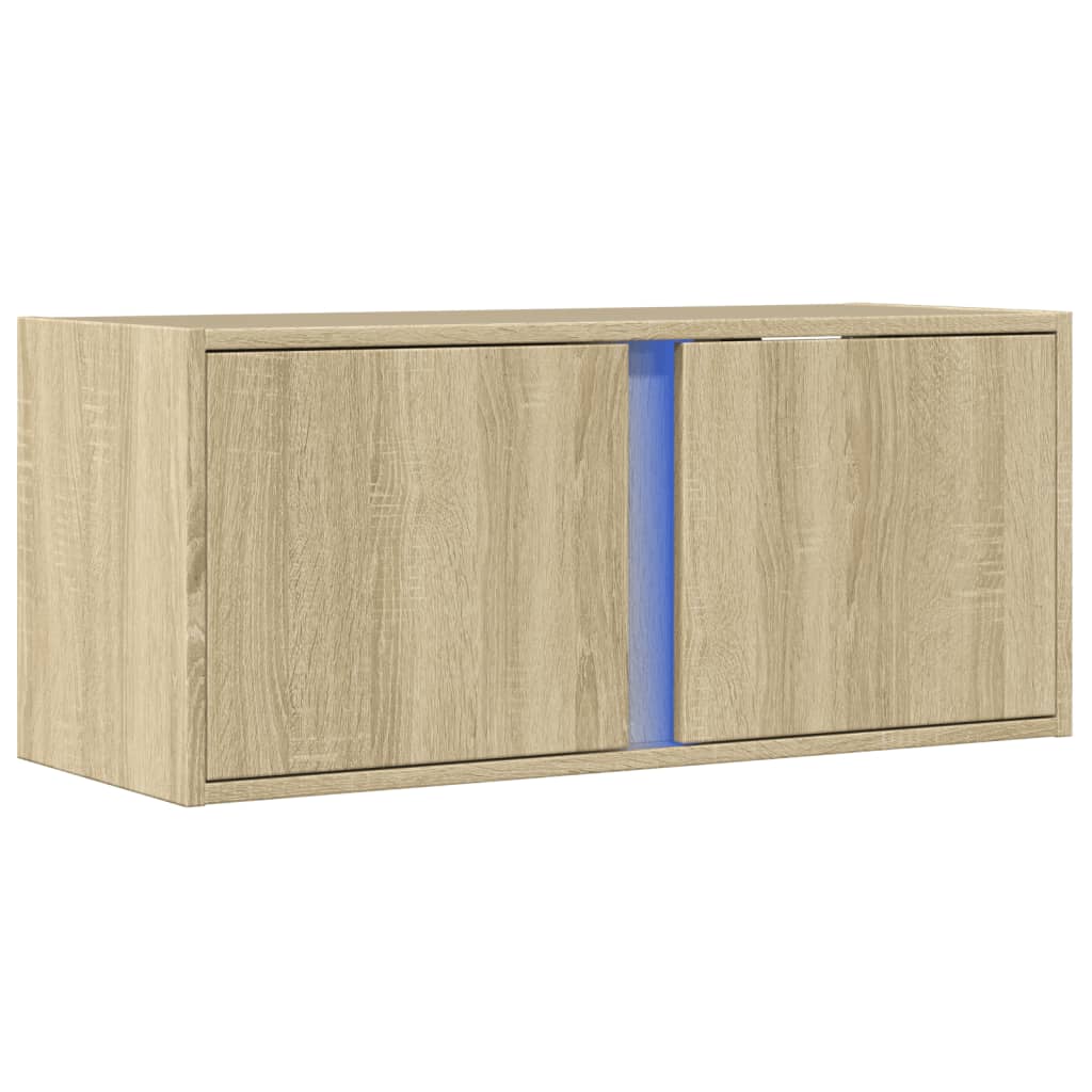 TV-Wandschrank mit LED-Beleuchtung Sonoma-Eiche 80x31x35 cm