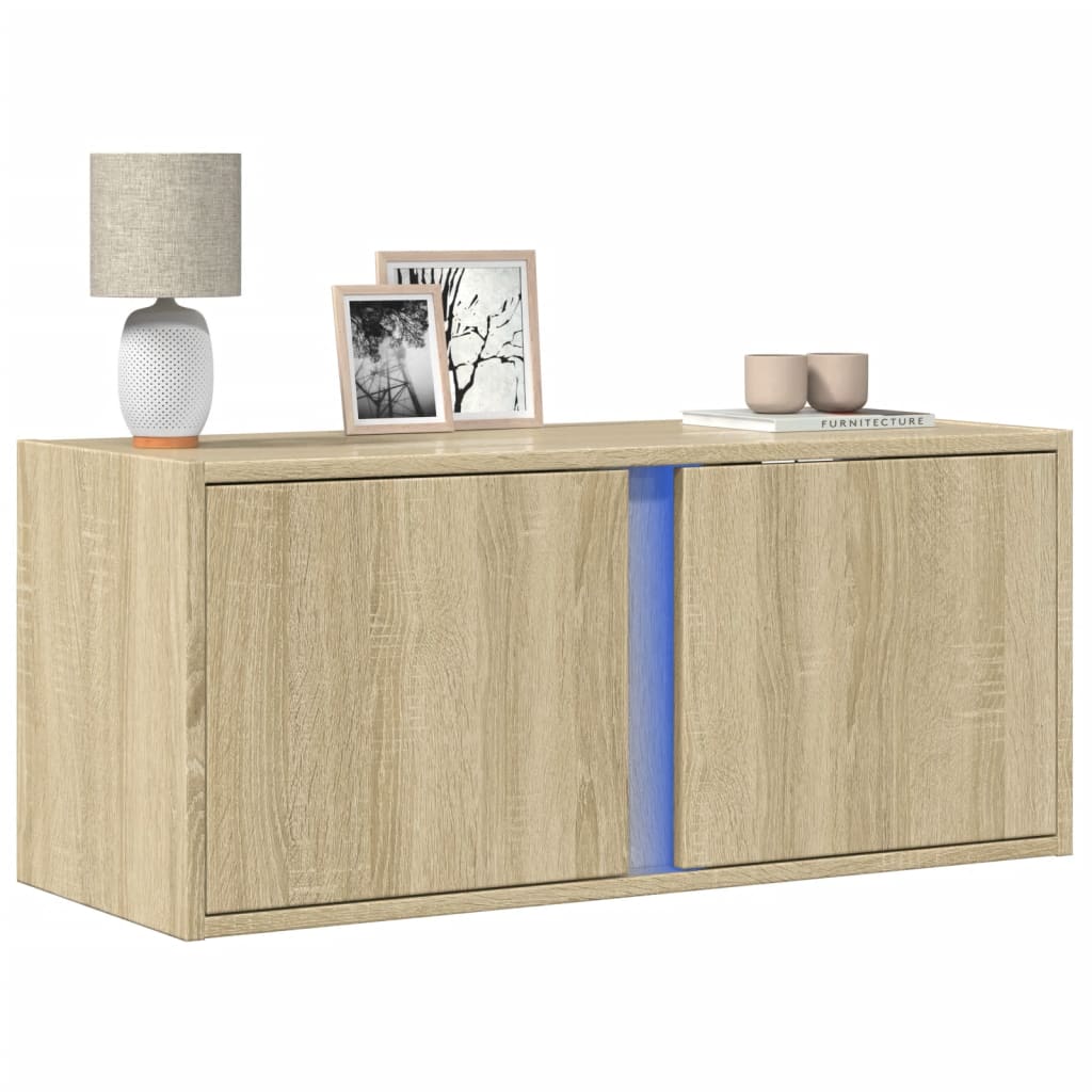 TV-Wandschrank mit LED-Beleuchtung Sonoma-Eiche 80x31x35 cm