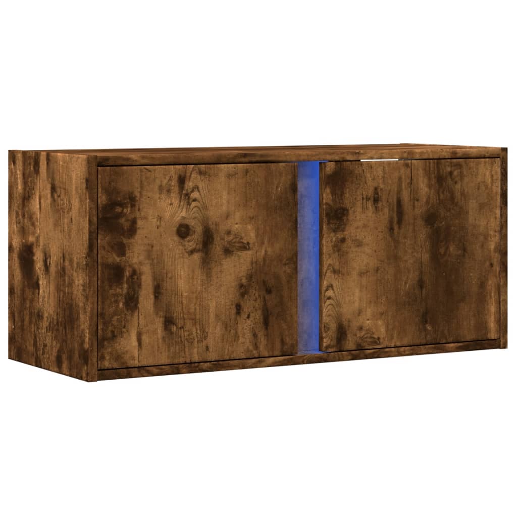 TV-Wandschrank mit LED-Beleuchtung Räuchereiche 80x31x35 cm