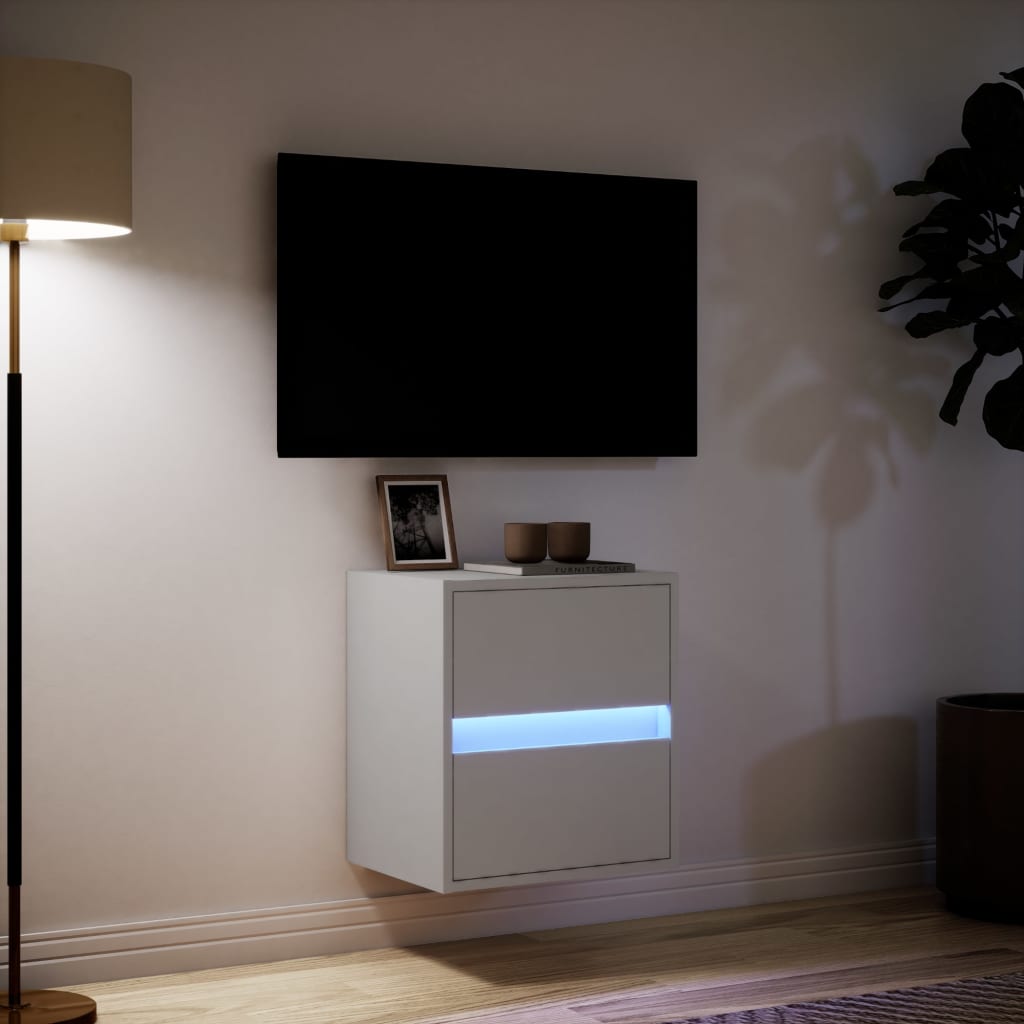 Meuble TV mural avec éclairage LED blanc 41x31x45 cm