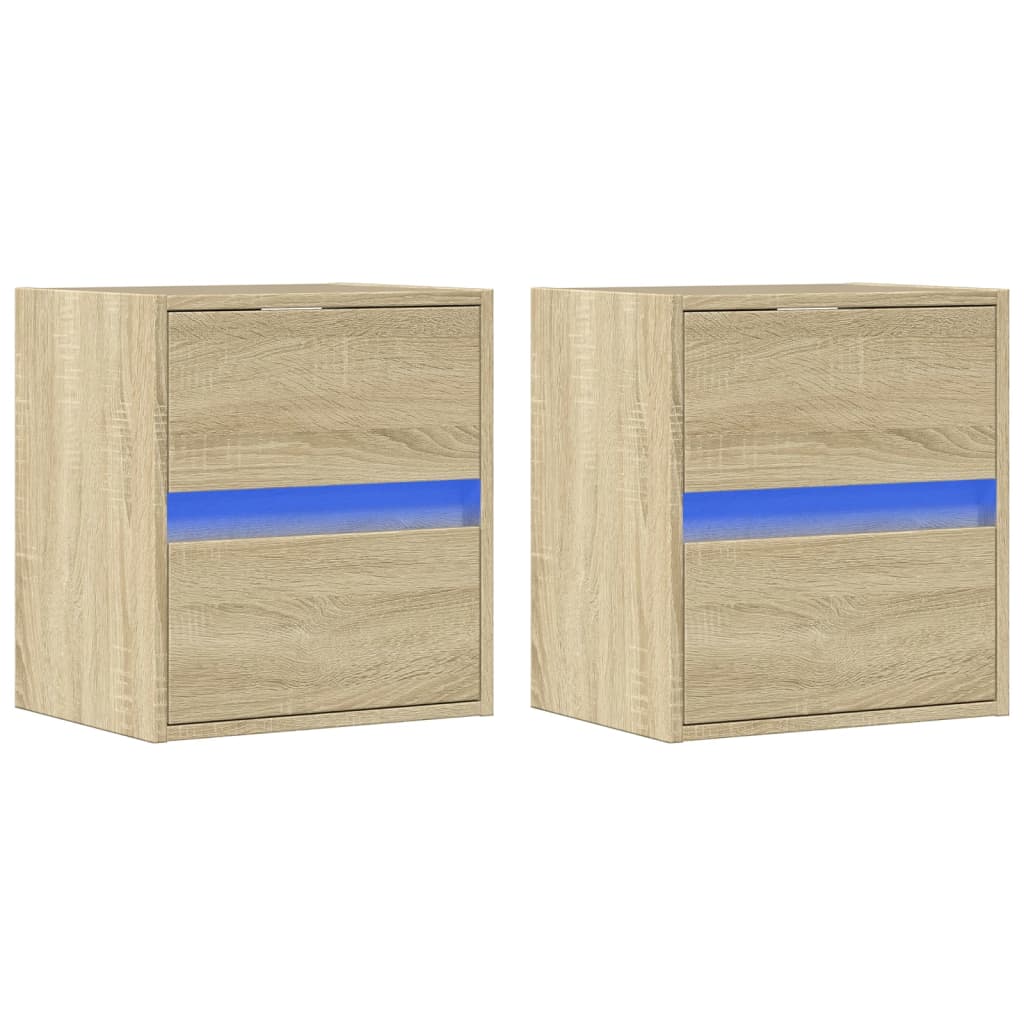 Meubles TV muraux avec éclairage LED 2 pcs Sonoma 41x31x45 cm.