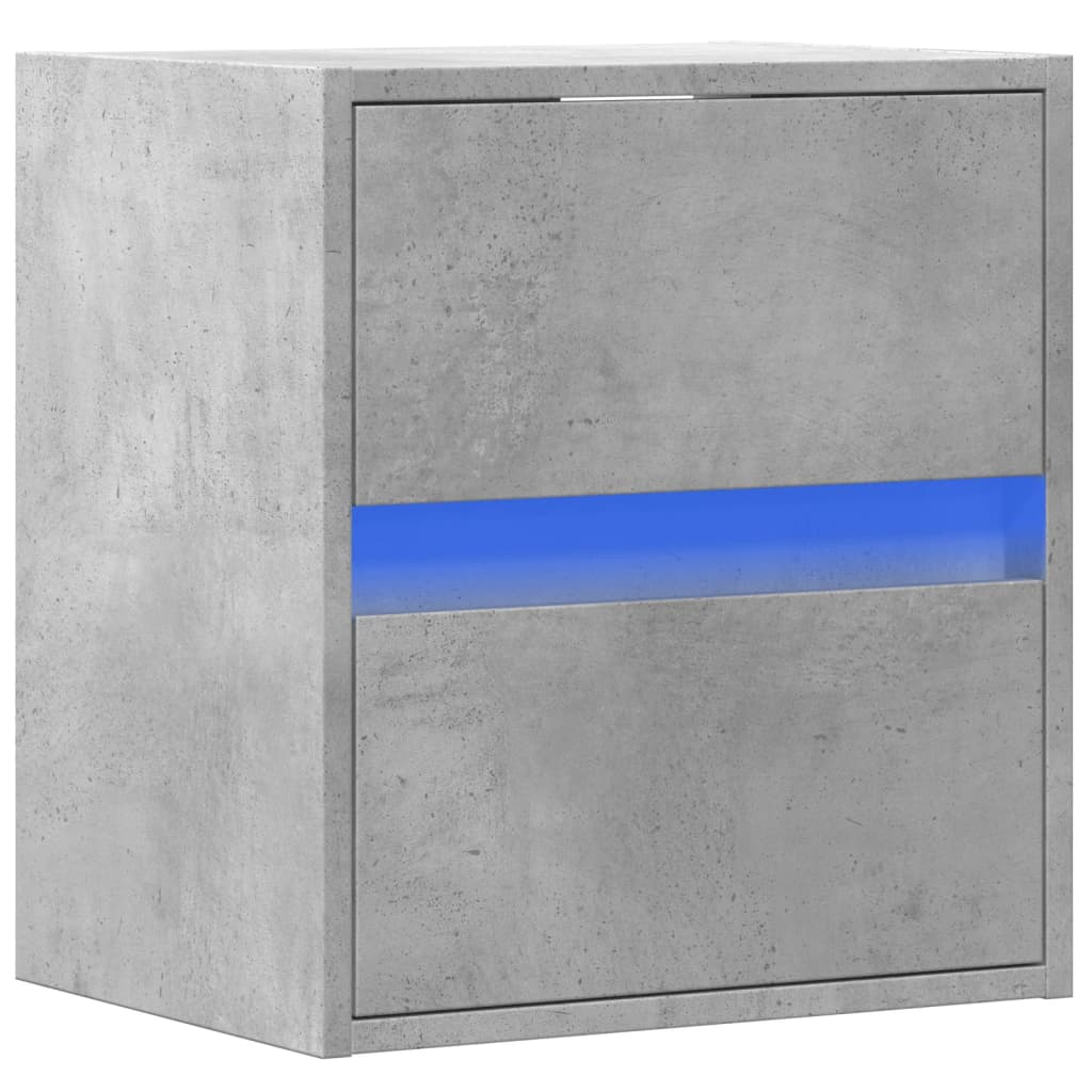 Meuble TV mural avec éclairage LED gris béton 41x31x45 cm