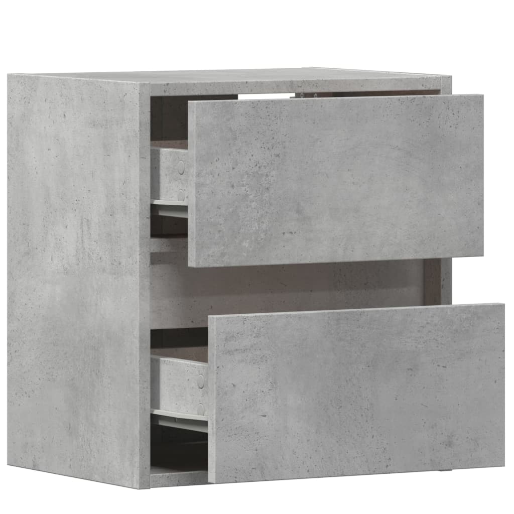 Meubles muraux TV éclairage LED 2 pièces Gris béton 41x31x45 cm.