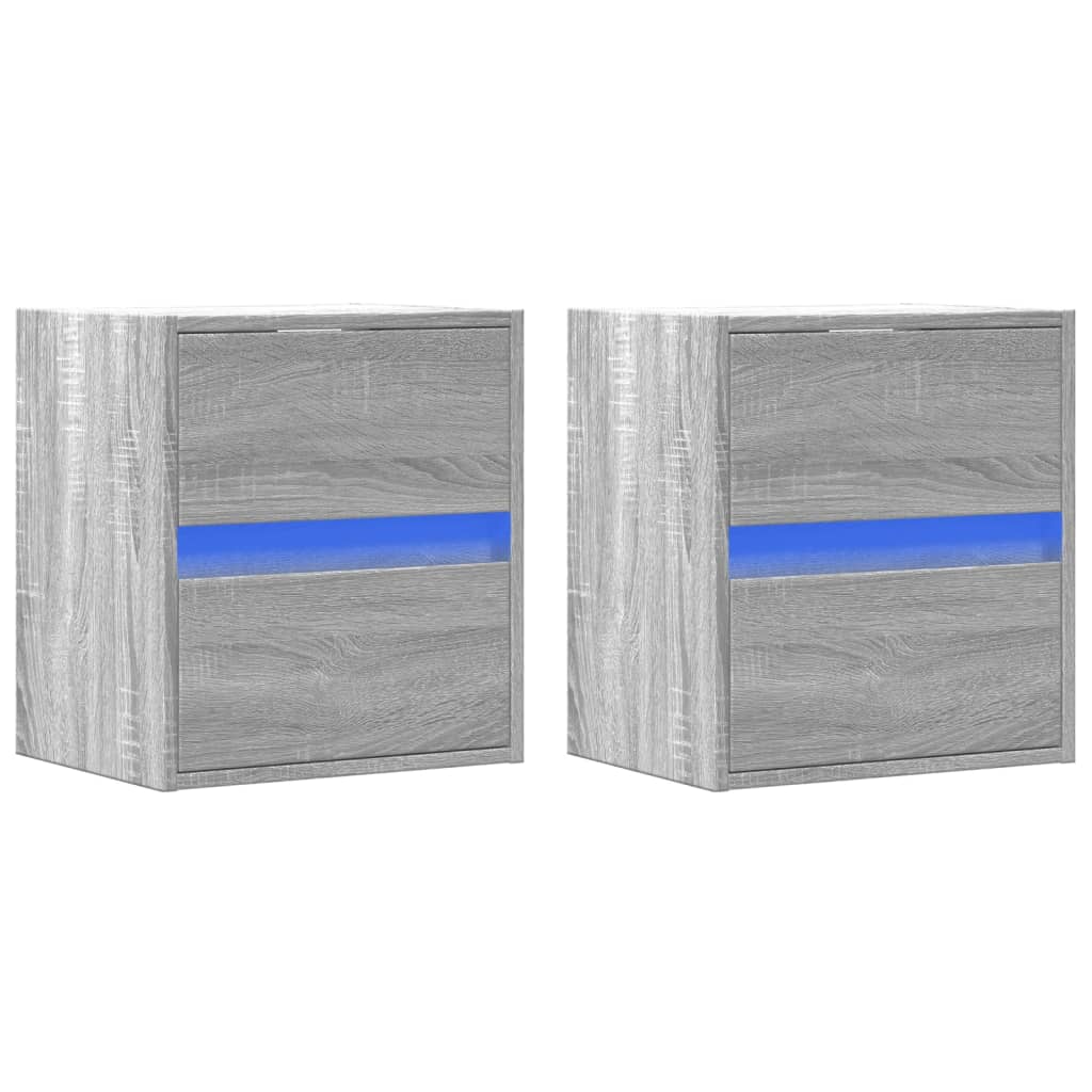 Armoires murales TV éclairage LED 2 pcs Gris Sonoma 41x31x45 cm