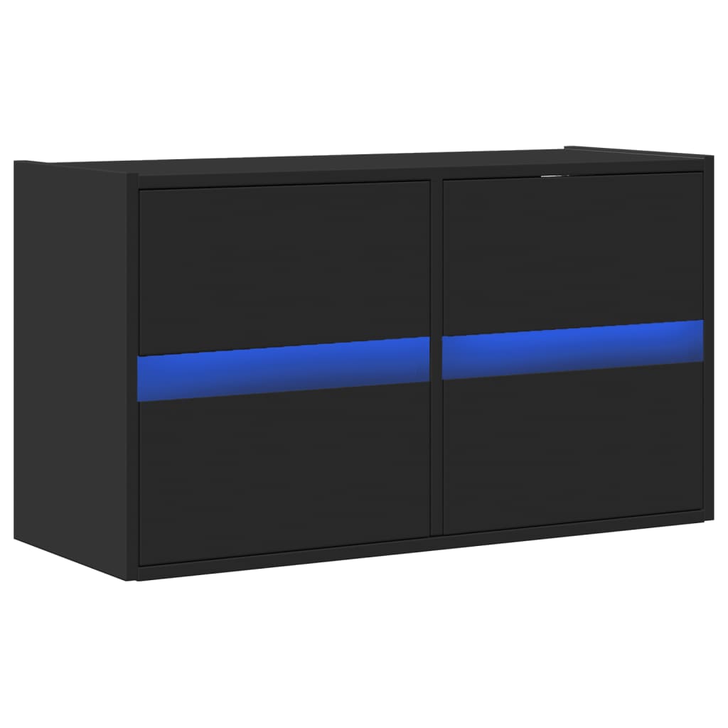 TV-Wandschrank mit LED-Beleuchtung Schwarz 80x31x45 cm