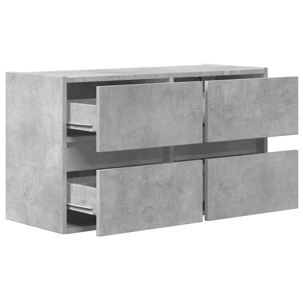 TV-Wandschrank mit LED-Beleuchtung Betongrau 80x31x45 cm