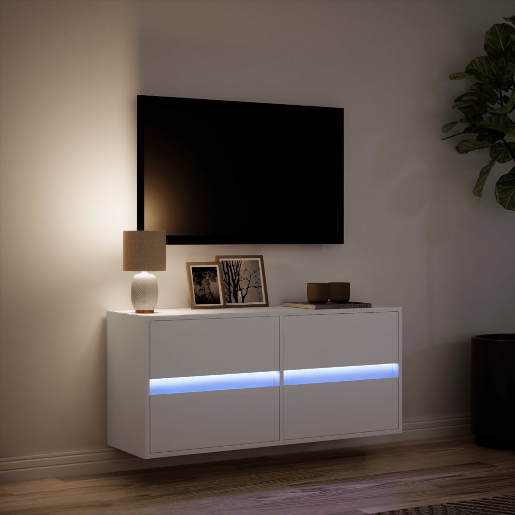 TV-Wandschrank mit LED-Beleuchtung Weiß 100x31x45 cm