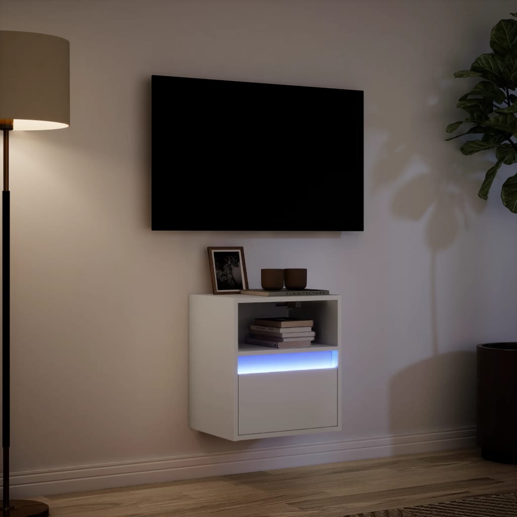 Meuble TV mural avec éclairage LED blanc 41x31x45 cm