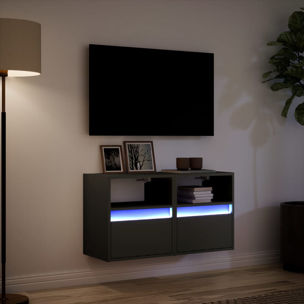 TV-Wandschränke mit LED-Beleuchtung 2 Stk. Schwarz 41x31x45 cm