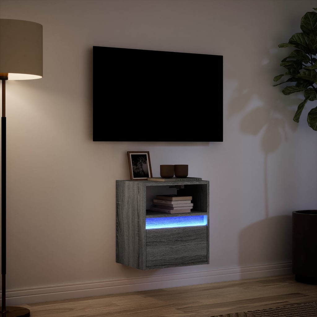 Meuble TV mural avec éclairage LED Gris Sonoma 41x31x45 cm