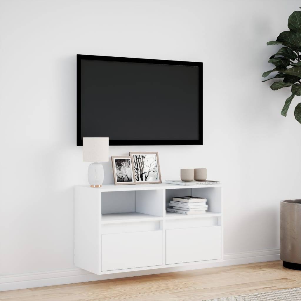 Meuble TV mural avec éclairage LED blanc 80x31x45 cm