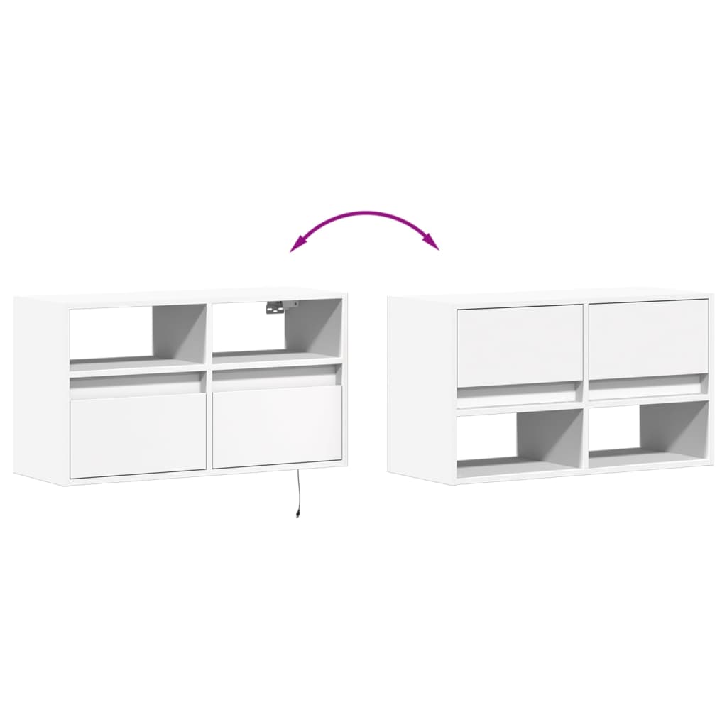 TV-Wandschrank mit LED-Beleuchtung Weiß 80x31x45 cm