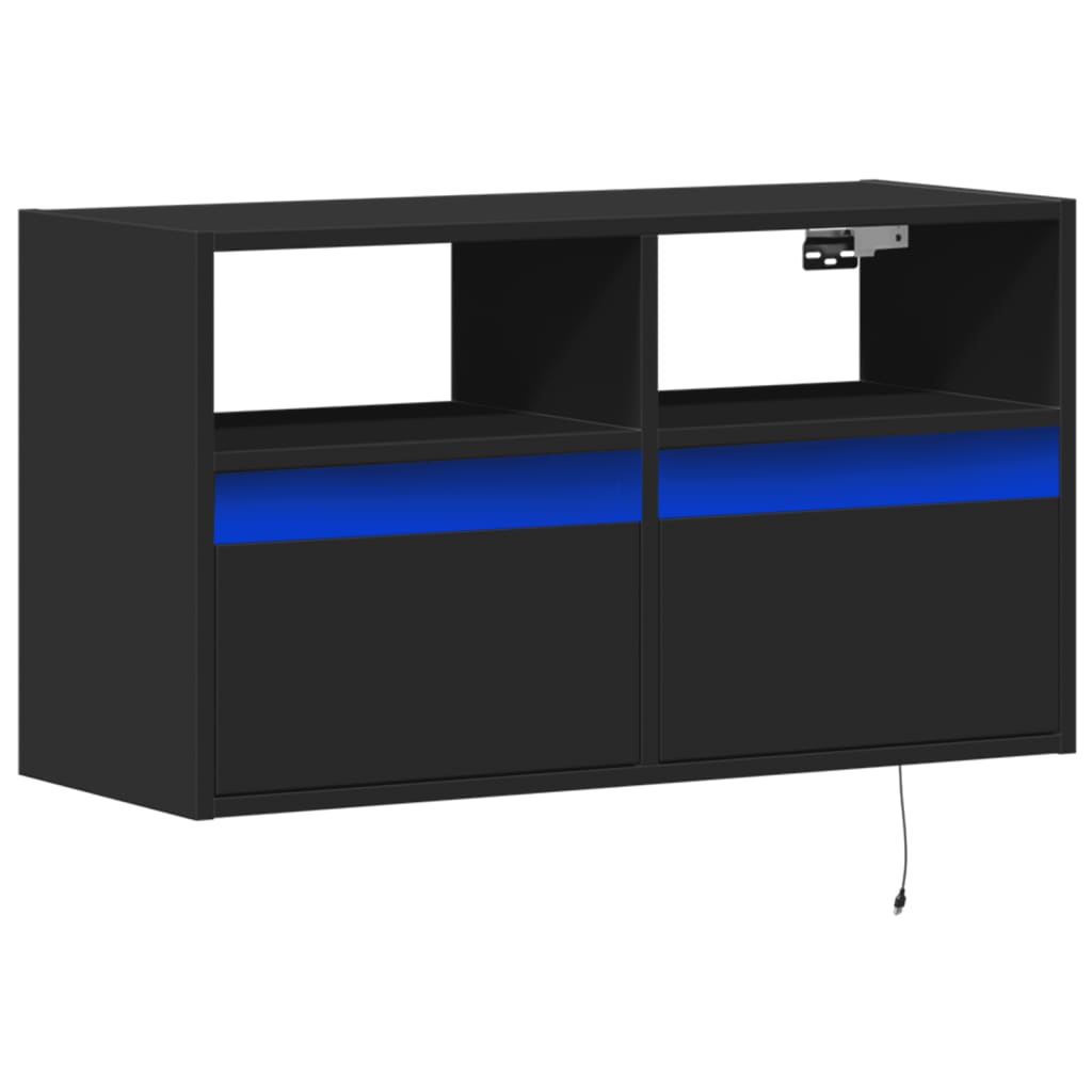 TV-Wandschrank mit LED-Beleuchtung Schwarz 80x31x45 cm