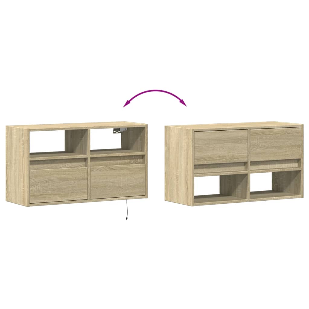 TV-Wandschrank mit LED-Beleuchtung Sonoma-Eiche 80x31x45 cm