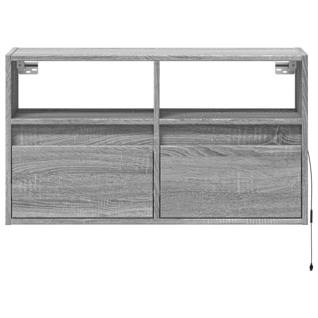 TV-Wandschrank mit LED-Beleuchtung Grau Sonoma 80x31x45 cm