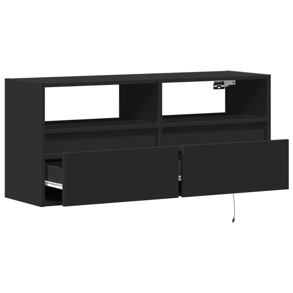 TV-Wandschrank mit LED-Beleuchtung Schwarz 100x31x45 cm