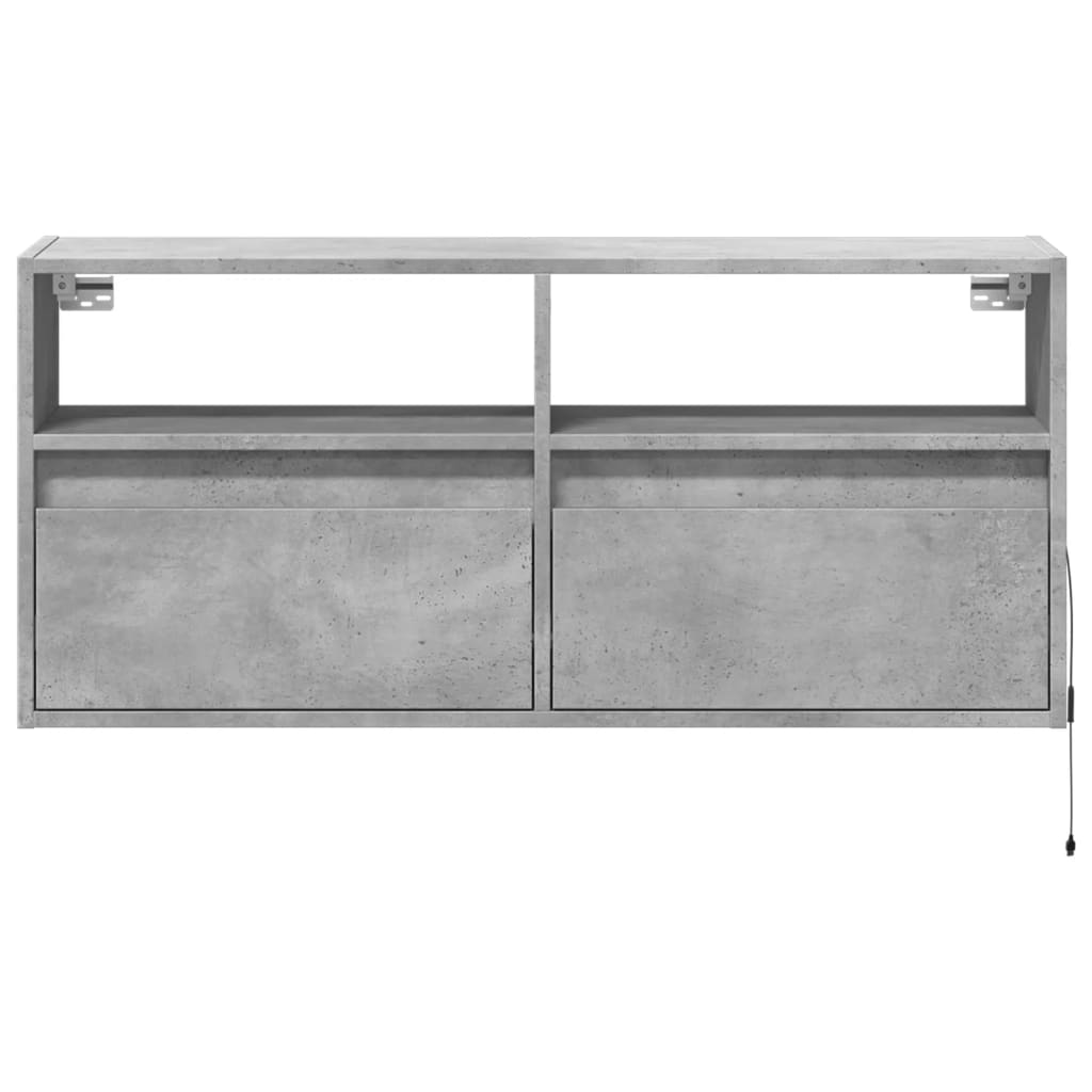 TV-Wandschrank mit LED-Beleuchtung Betongrau 100x31x45 cm