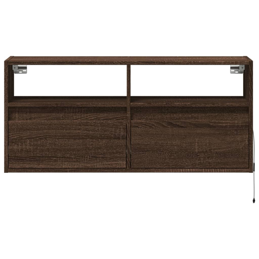 TV-Wandschrank LED-Beleuchtung Braun Eichen-Optik 100x31x45 cm