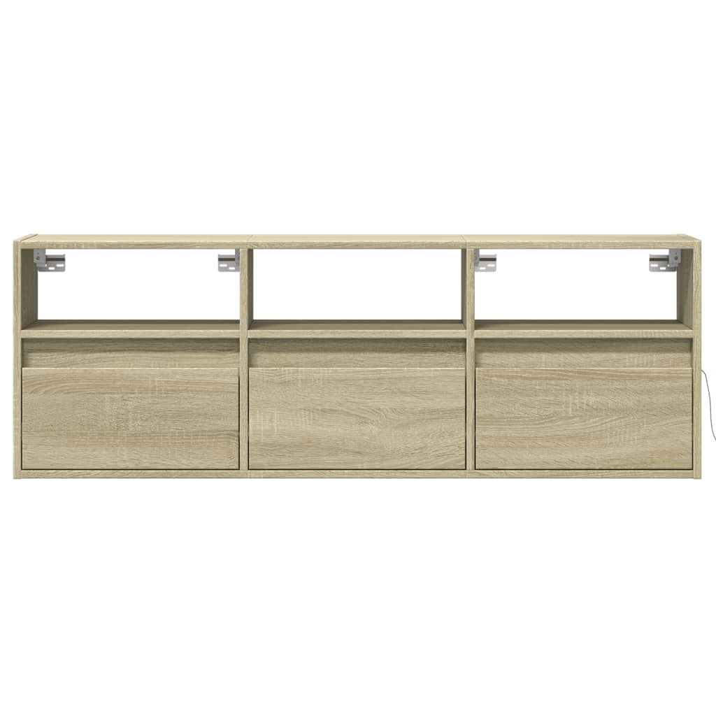 TV-Wandschrank mit LED-Beleuchtung Sonoma-Eiche 130x31x45 cm